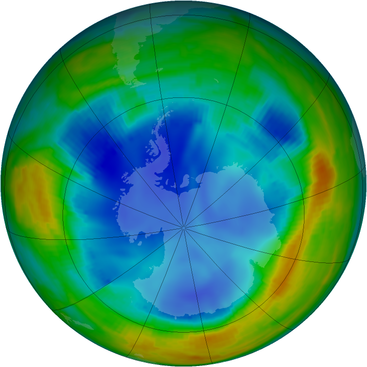 Antarctic ozone map for 02 August 1996